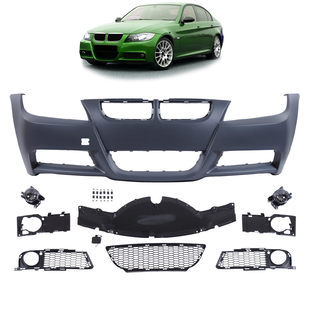 Frontstoßstange mit Nebelscheinwerfer-Aufnahme passend für BMW 3er E90 E91 2005-2008 – Ansicht 1