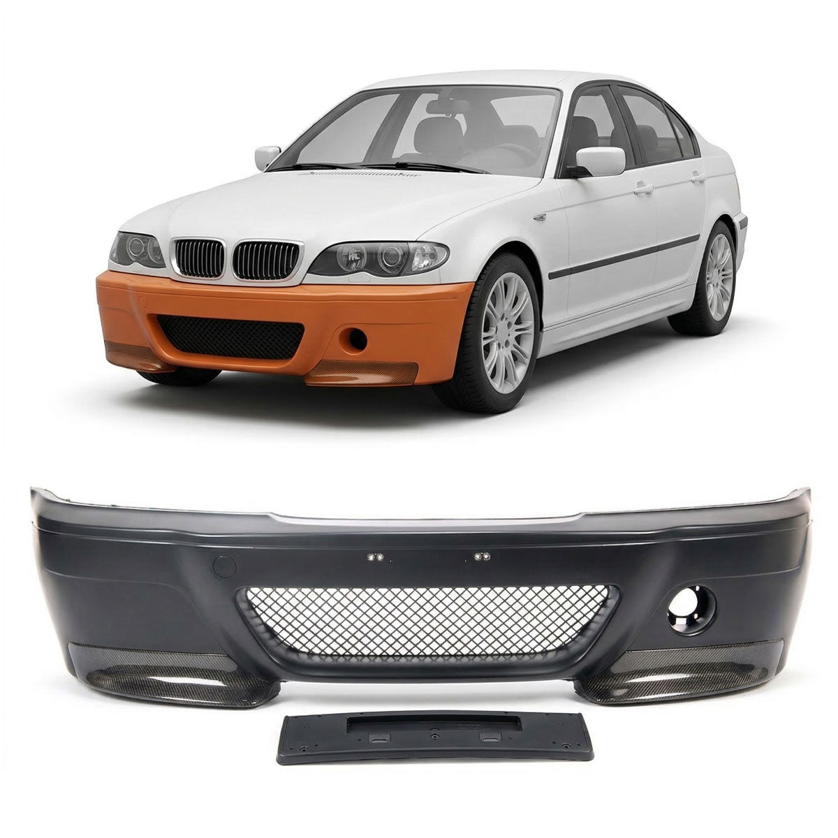 Frontstoßstange mit Frontsplitter passend für BMW 3er E46 Limousine Touring 00-06 – Ansicht 1