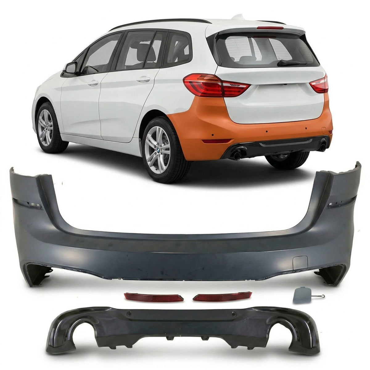 Heckstoßstange Sport mit PDC passend für BMW 2 Grand Tourer (F46) 2018-2021 – Ansicht 1