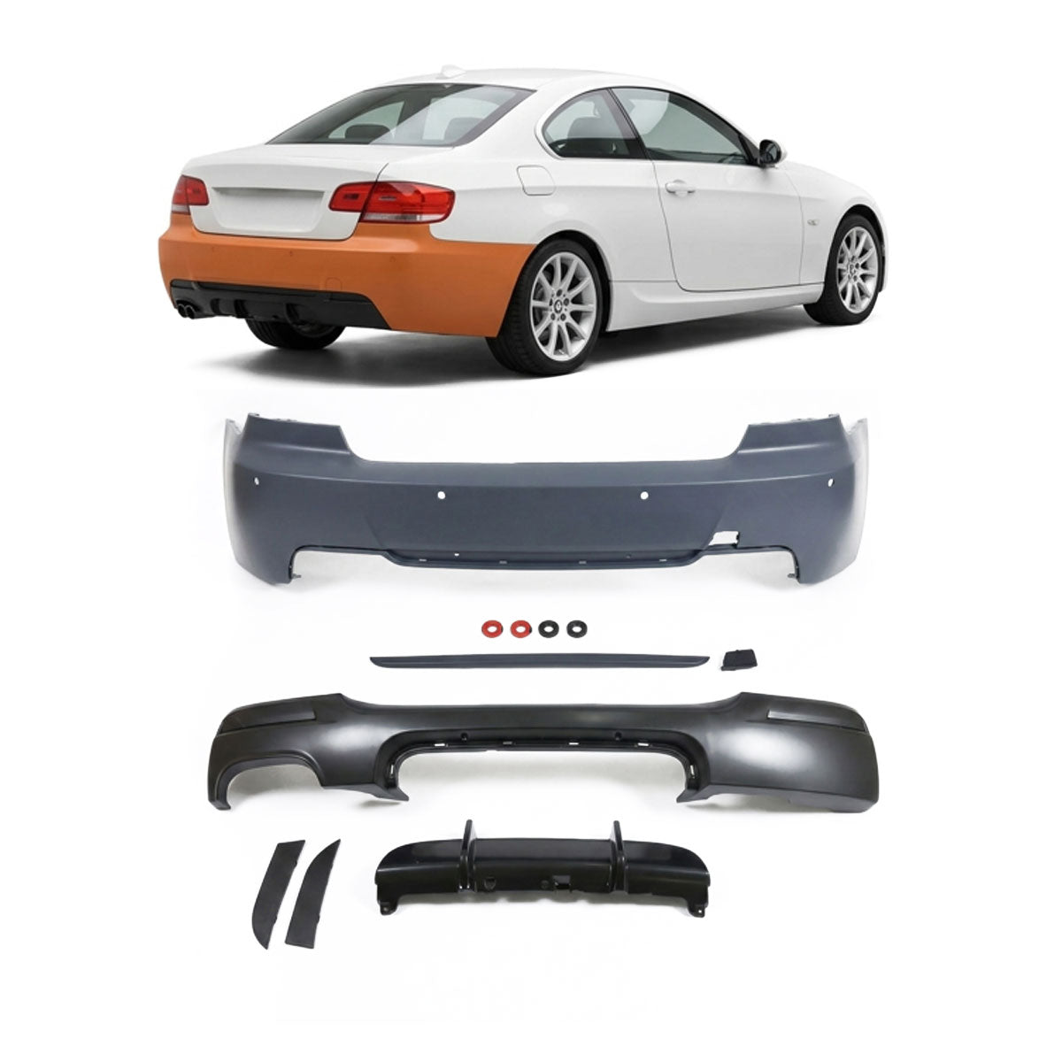 Heckstoßstange mit PDC mit Diffusor passend für BMW 5er G31 Touring 2020-2023 – Ansicht 1