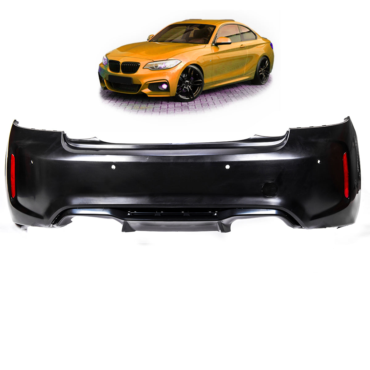 Heckstoßstange mit PDC mit Diffusor passend für BMW 2 Series F22 F23 2014-2021 – Ansicht 1