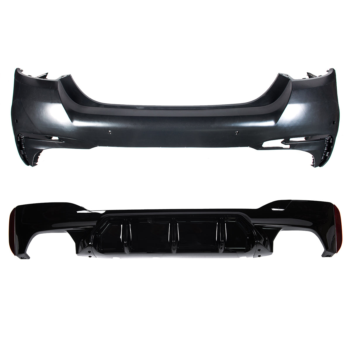 Heckstoßstange mit PDC mit Diffusor passend für BMW 5er F10 Limousine 2009-2016 – Ansicht 2