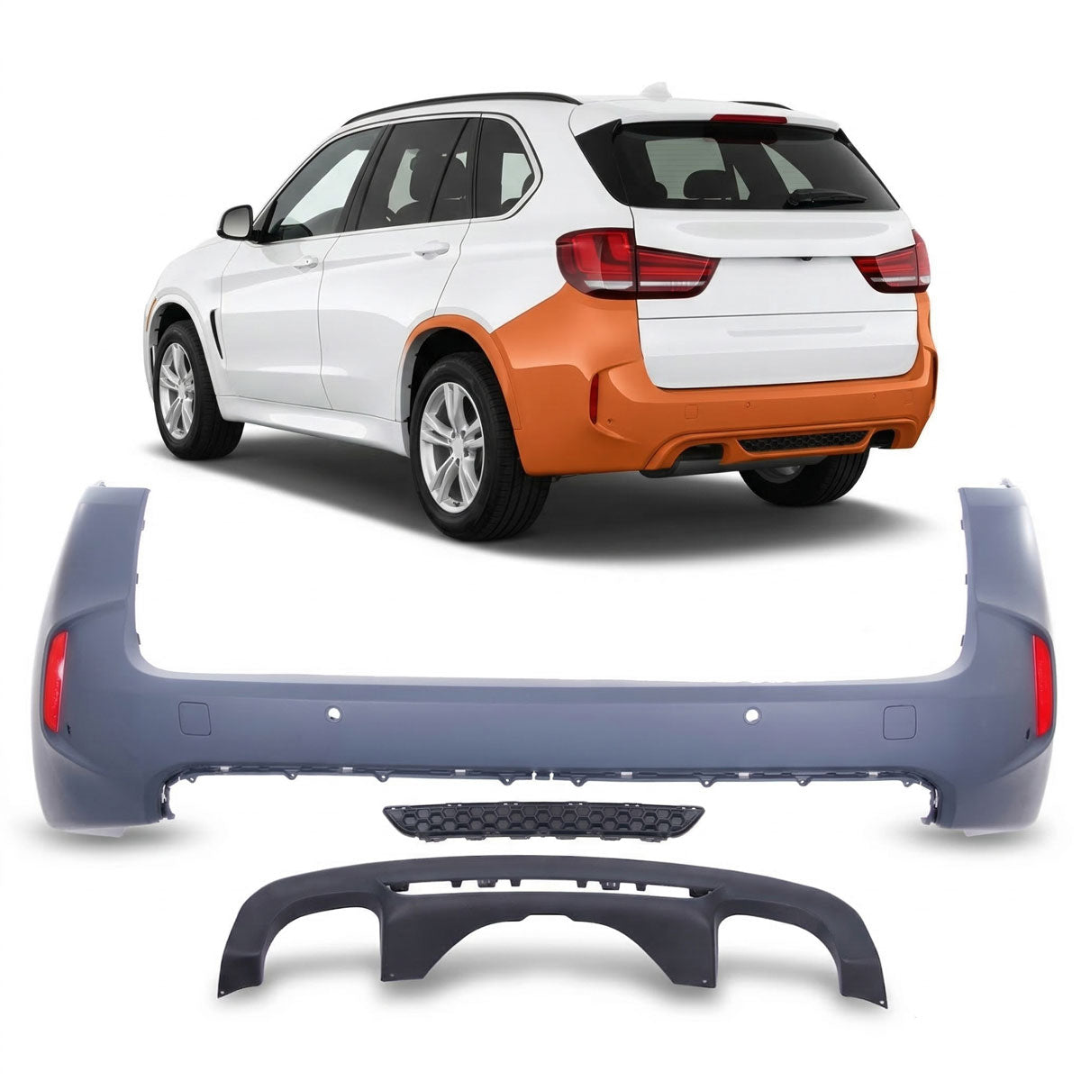 Heckstoßstange mit PDC mit Diffusor passend für BMW X5 F15 2013-2018 – Ansicht 1