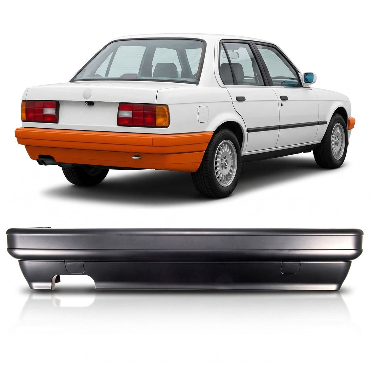 Heckstoßstange passend für BMW 3er E30 Limousine Cabrio Touring 1988-1991 – Ansicht 1