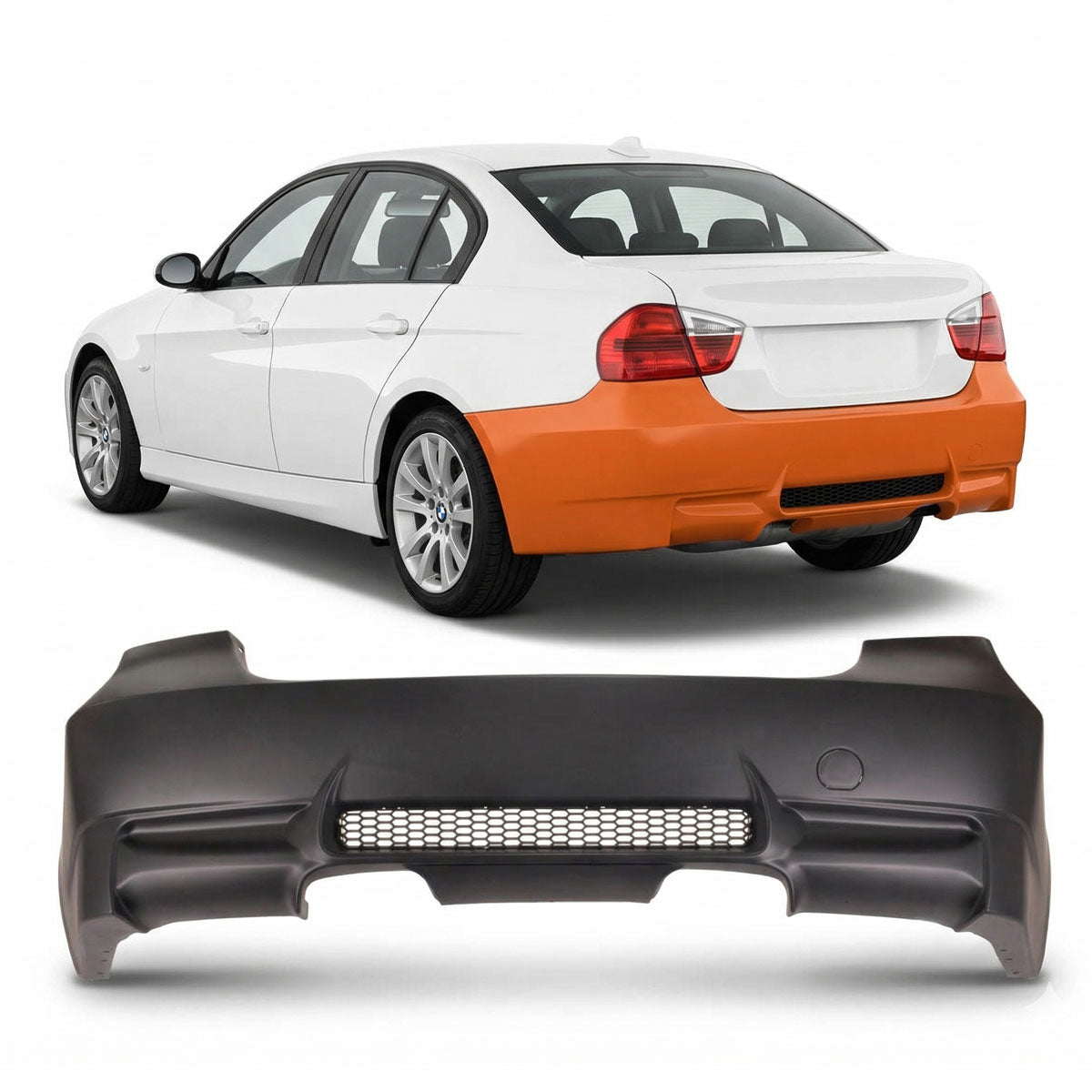 Heckstoßstange ohne PDC passend für BMW 3er E90 Limousine 2005-2011 – Ansicht 1