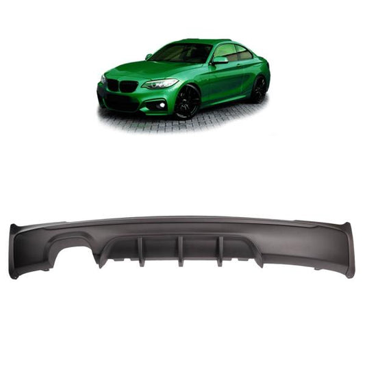 Heckansatz Heckspoiler Diffusor passend für BMW F22 Coupe F23 Cabrio für M-Paket 2-Rohr