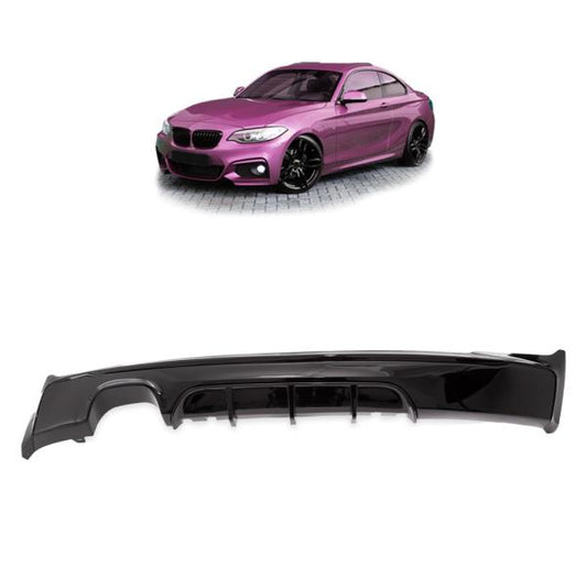 Heckansatz Heckspoiler Diffusor passend für BMW F22 Coupe F23 Cabrio für M-Paket 2-Rohr
