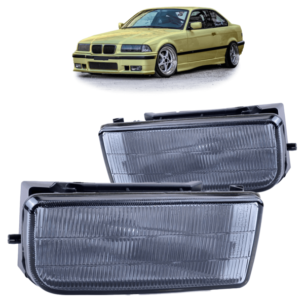 Nebelscheinwerfer SET Smoke Rauchglas schwarz geriffelt passt für alle passend für BMW E36