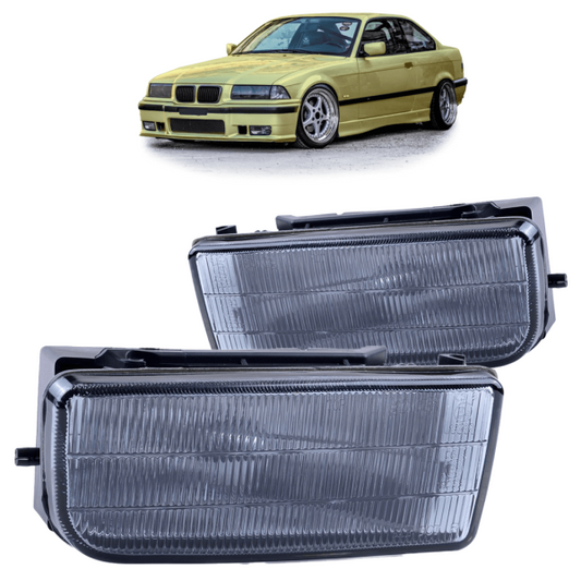 Nebelscheinwerfer SET Smoke Rauchglas schwarz geriffelt passt für alle passend für BMW E36
