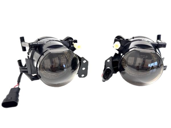 LED Nebelscheinwerfer Set passend für BMW 5er E60 / E61 03-07, 3er E90 / 91 04-12, 3er E46 Coupe/Cabrio 03-07 schwarz/rauch