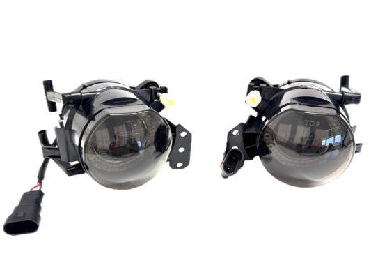 LED Nebelscheinwerfer Set passend für BMW 5er E60 / E61 03-07, 3er E90 / 91 04-12, 3er E46 Coupe/Cabrio 03-07 schwarz/rauch