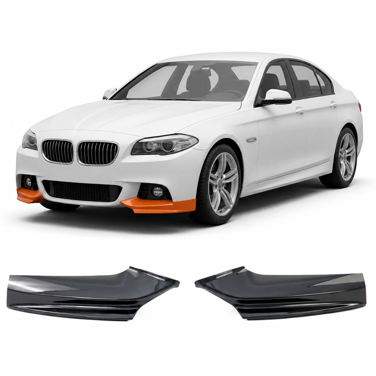 Frontspoiler-Flaps schwarz glänzend passend für BMW 5er F10 F11 2010-2017 – Ansicht 1
