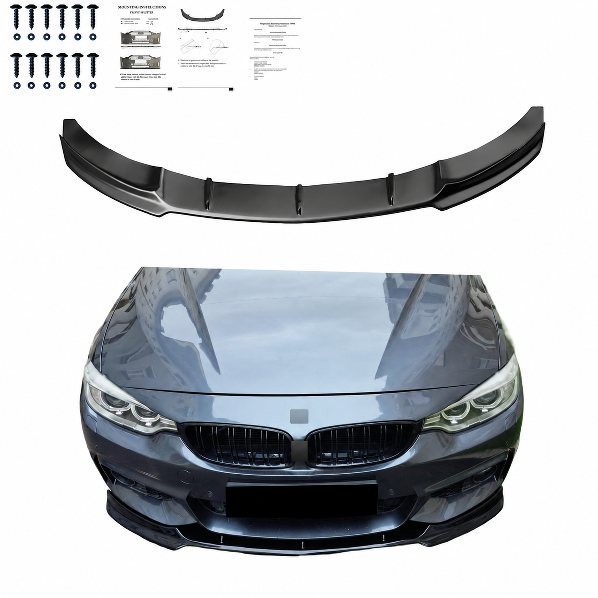 Frontsplitter schwarz glänzend passend für BMW 4er F32/F33/F36 M-Paket 2013-2019 – Ansicht 9