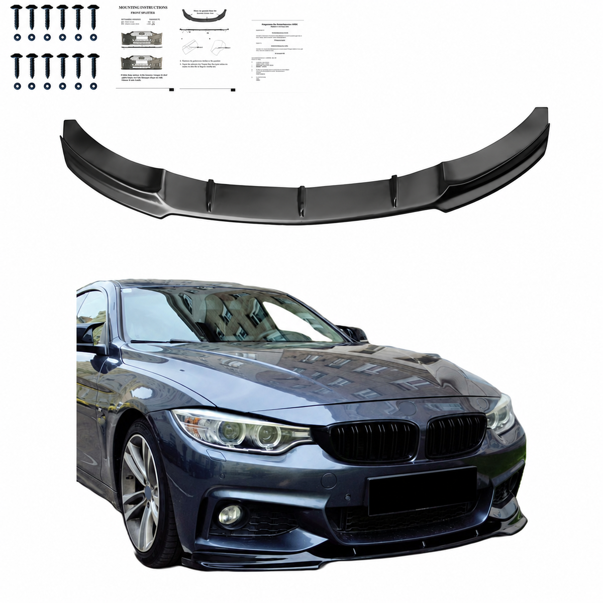 Frontsplitter schwarz glänzend passend für BMW 4er F32/F33/F36 M-Paket 2013-2019 – Ansicht 1