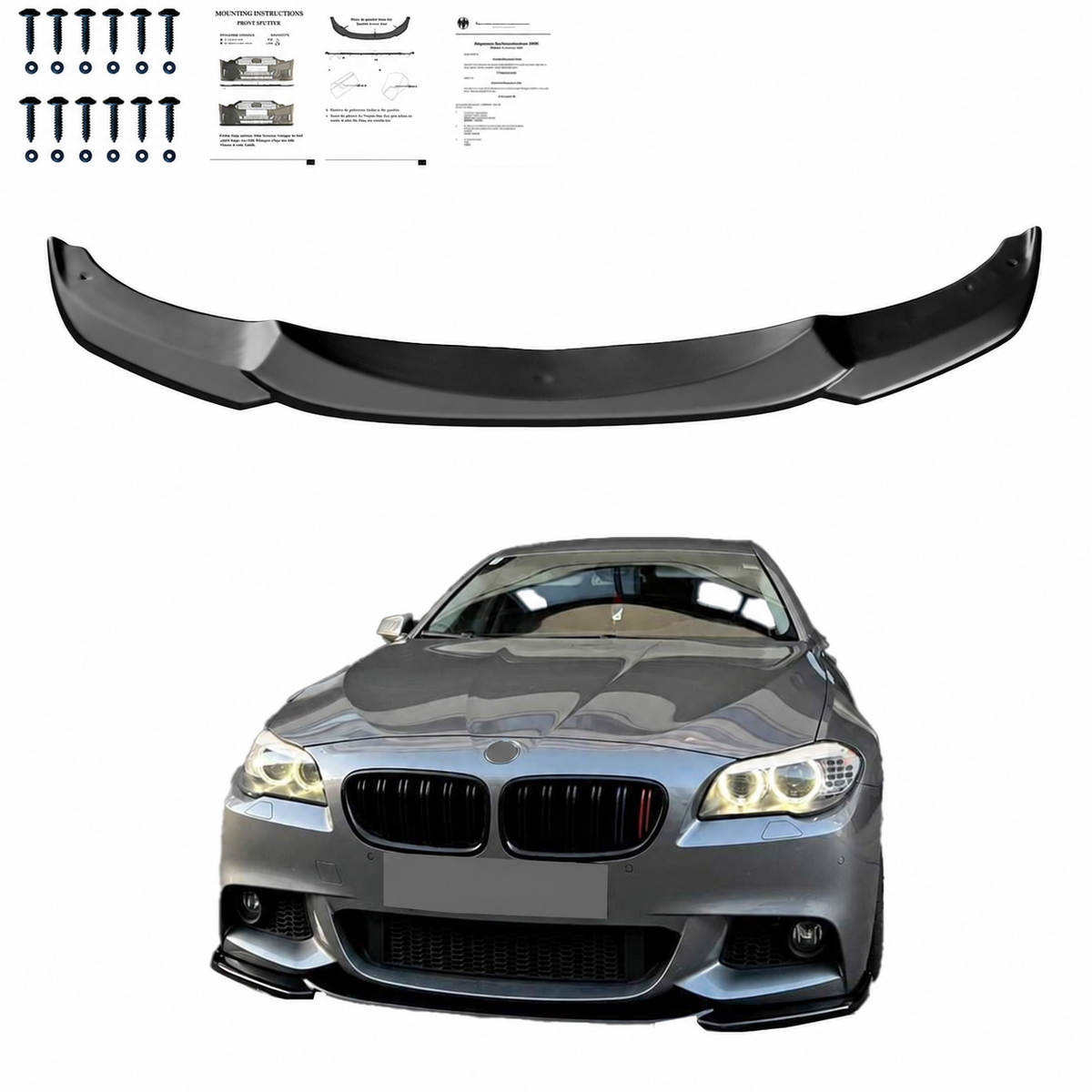 Frontsplitter schwarz glänzend passend für BMW 5er F10/F11 M-Paket 2011-2016 – Ansicht 9