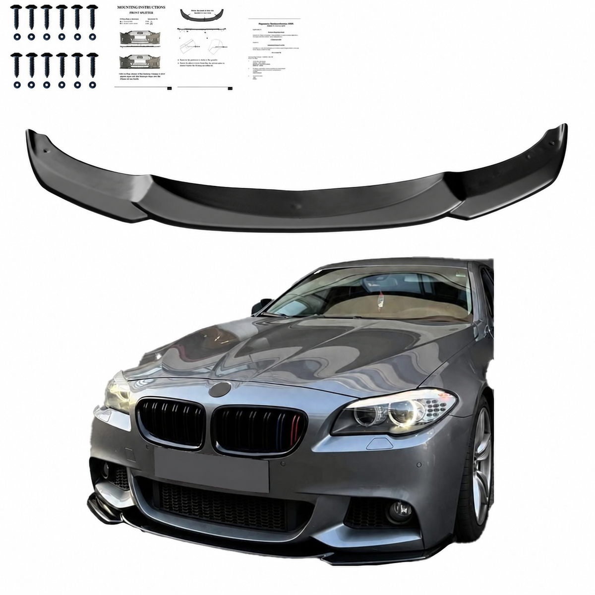Frontsplitter schwarz glänzend passend für BMW 5er F10/F11 M-Paket 2011-2016 – Ansicht 1