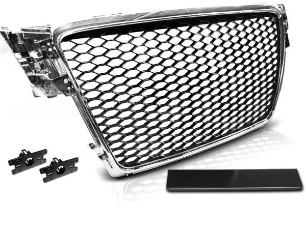 Sportgrill / Kühlergrill passend für Audi A4 B8 (8K) 08-11 chrom in Wabendesign