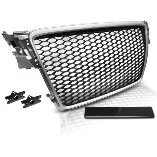 Sportgrill / Kühlergrill passend für Audi A4 B8 (8K) 08-11 matt silber in Wabendesign