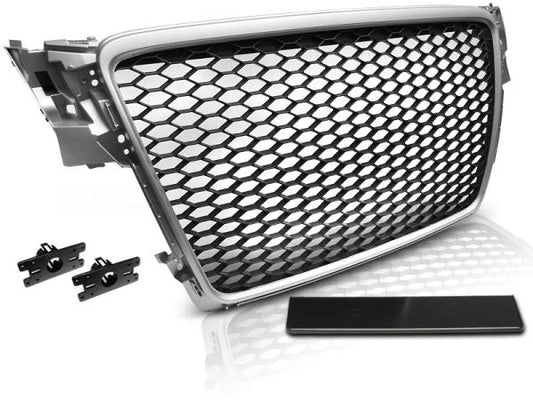 Sportgrill / Kühlergrill passend für Audi A4 B8 (8K) 08-11 matt silber in Wabendesign
