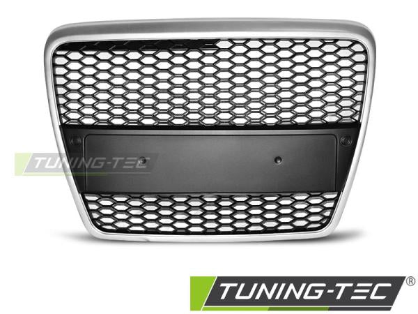 Sportgrill / Kühlergrill passend für Audi A6 C6 (4F) 04-08 matt silber in Wabendesign