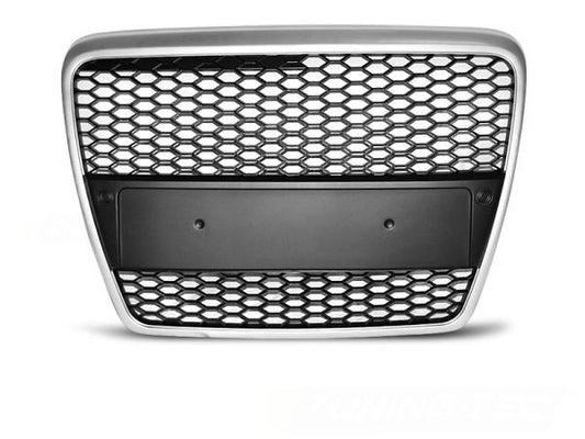 Sportgrill / Kühlergrill passend für Audi A6 C6 (4F) 04-08 matt silber in Wabendesign