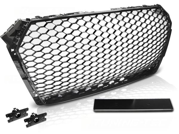 Sportgrill / Kühlergrill passend für Audi A4 B9 (8W) 15-19 Hochglanz schwarz in Wabendesign