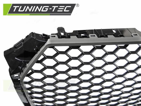 Sportgrill / Kühlergrill passend für Audi A4 B9 (8W) 15-19 matt silber in Wabendesign