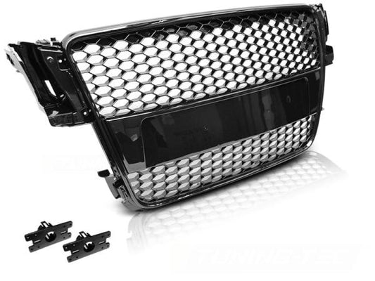 Sportgrill / Kühlergrill passend für Audi A5 (8T) 07-11 Hochglanz schwarz in Wabendesign
