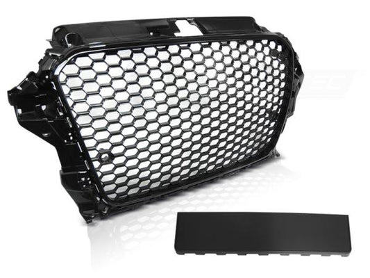 Sportgrill / Kühlergrill passend für Audi A3 8V 12-16 Hochglanz schwarz in Wabendesign