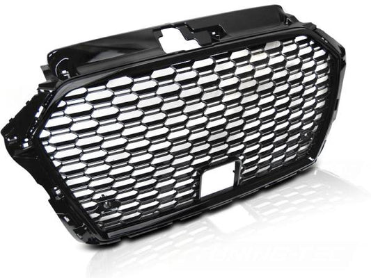 Sportgrill / Kühlergrill passend für Audi A3 8V Facelift 17+ Hochglanz schwarz in Wabendesign