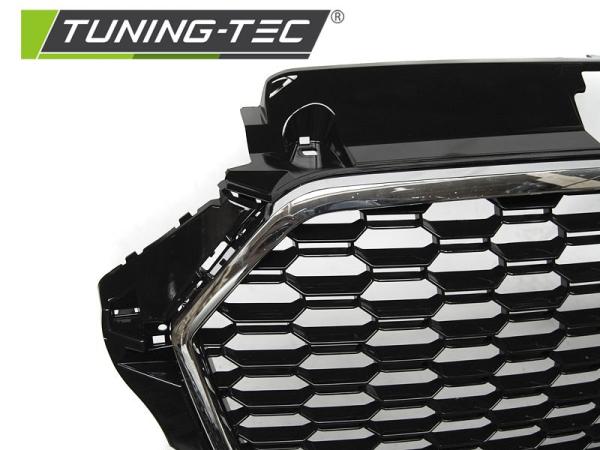 Sportgrill / Kühlergrill passend für Audi A3 8V Facelift 17+ Hochglanz schwarz/chrom in Wabendesign
