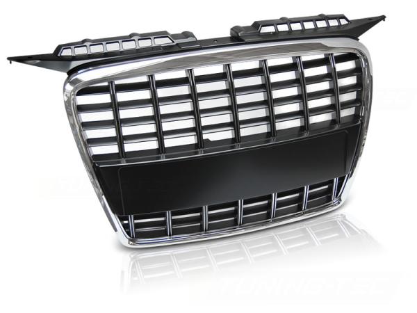 Sportgrill / Kühlergrill kompatibel mit A3 8P 05-08 matt schwarz/chrom in Wabendesign