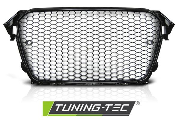 Sportgrill / Kühlergrill passend für Audi A4 B8 (8K) Facelift 11-15 Hochglanz schwarz in Wabendesign mit PDC