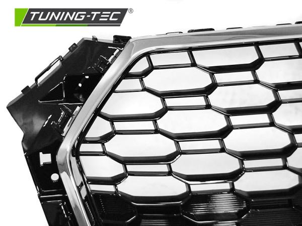 Sportgrill / Kühlergrill passend für Audi A4 B9 (8W) 15-19 chrom/Hochglanz schwarz in Wabendesign
