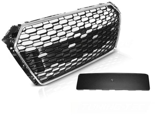 Sportgrill / Kühlergrill passend für Audi A4 B9 (8W) 15-19 chrom/Hochglanz schwarz in Wabendesign