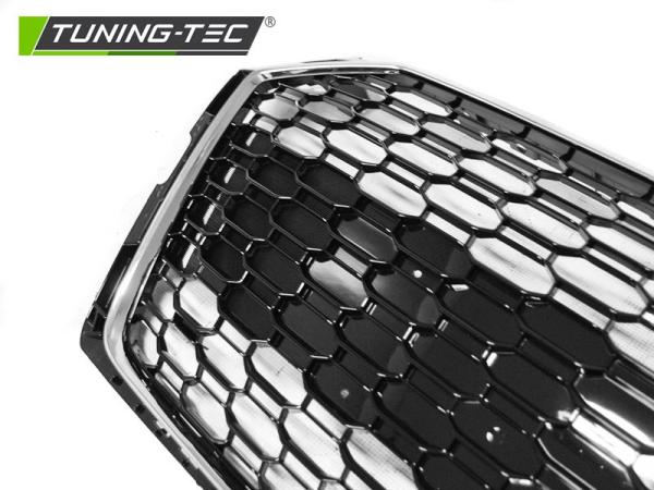 Sportgrill / Kühlergrill passend für Audi A5 Coupe Cabrio Sportback (F53, F57, F5A) 2016+ hochglanz schwarz/chrom in Wabendesign