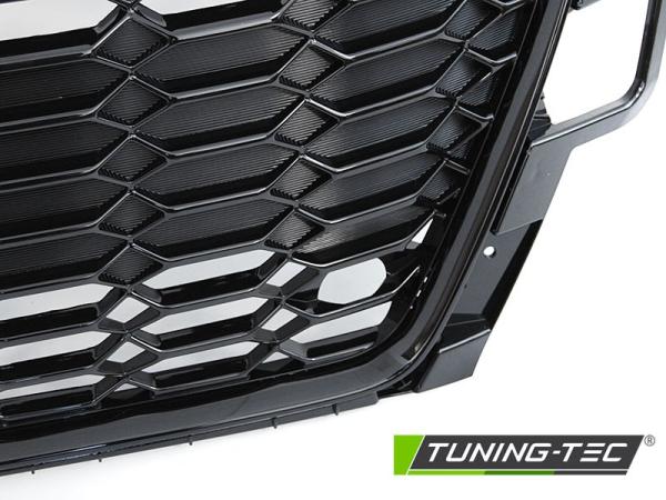 Sportgrill / Kühlergrill passend für Audi A4 B9 (8W) ab 2019 (Facelift) Hochglanz schwarz in Wabendesign mit PDC