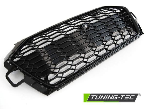Sportgrill / Kühlergrill passend für Audi A4 B9 (8W) ab 2019 (Facelift) Hochglanz schwarz in Wabendesign mit PDC