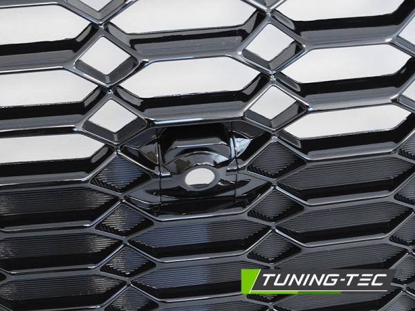 Sportgrill / Kühlergrill passend für Audi A4 B9 (8W) ab 2019 (Facelift) Hochglanz schwarz in Wabendesign mit PDC