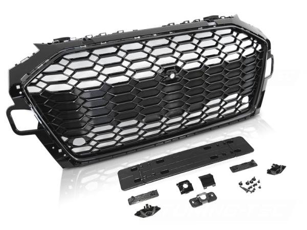 Sportgrill / Kühlergrill passend für Audi A4 B9 (8W) ab 2019 (Facelift) Hochglanz schwarz in Wabendesign mit PDC