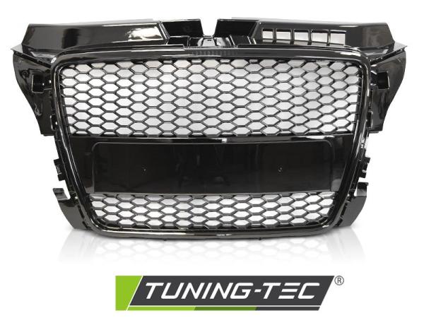 Sportgrill / Kühlergrill passend für Audi A3 8P Facelift 08-12 Hochglanz schwarz in Wabendesign