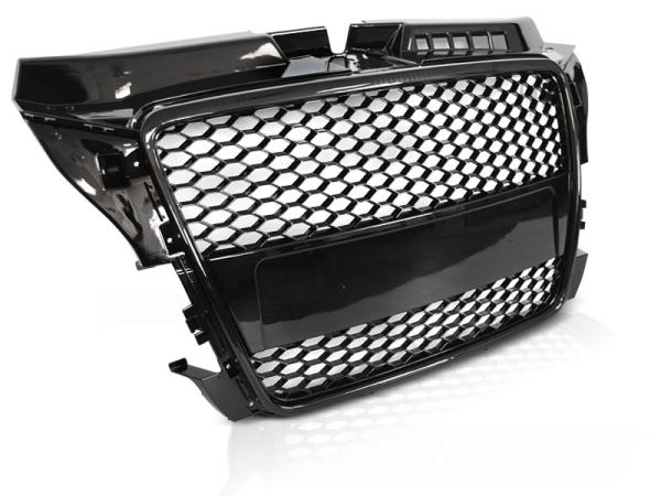 Sportgrill / Kühlergrill passend für Audi A3 8P Facelift 08-12 Hochglanz schwarz in Wabendesign