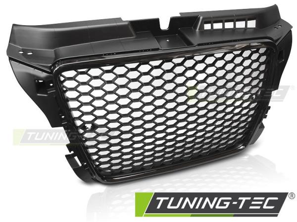 Sportgrill / Kühlergrill passend für Audi A3 8P Facelift 08-12 Hochglanz schwarz in Wabendesign mit PDC