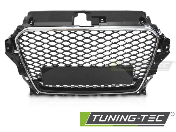 Sportgrill / Kühlergrill passend für Audi A3 8V 12-16 Chrom/Hochglanz schwarz in Wabendesign