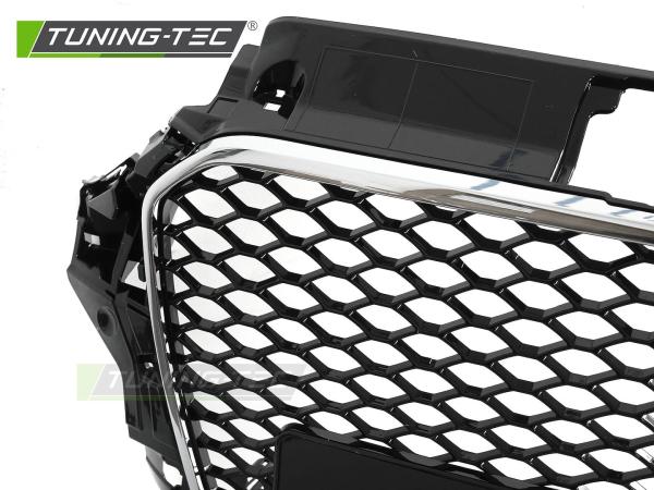 Sportgrill / Kühlergrill passend für Audi A3 8V 12-16 Chrom/Hochglanz schwarz in Wabendesign