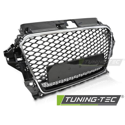 Sportgrill / Kühlergrill passend für Audi A3 8V 12-16 Chrom/Hochglanz schwarz in Wabendesign
