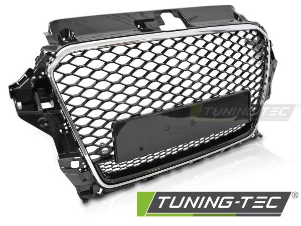 Sportgrill / Kühlergrill passend für Audi A3 8V 12-16 Chrom/Hochglanz schwarz in Wabendesign