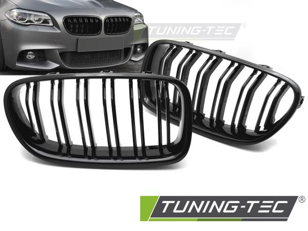 Doppelsteg Sportgrill Nieren passend für BMW 5er F10/F11 Limousine/Touring 10-16 Hochglanz schwarz