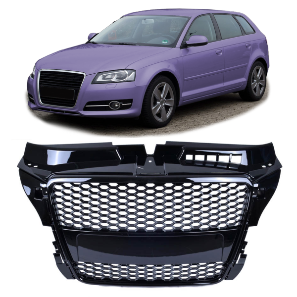 Sportgrill / Kühlergrill passend für Audi A3 8P Facelift 08-12 Hochglanz Schwarz