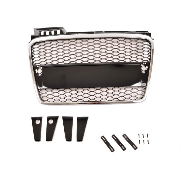 Sportgrill / Kühlergrill passend für Audi A4 B7 05-08 chrom/schwarz in Wabengitter Optik